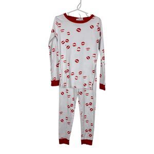 Kate Schelter X Lake Red Kiss Lips Pajama Set Girls 8 2 Piece PJ Set